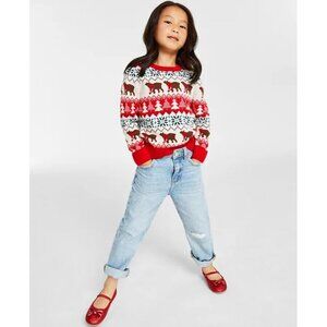 Holiday Lane Toddler Girls Size 3T Santa Bear Crewneck Sweater in Red $40 126